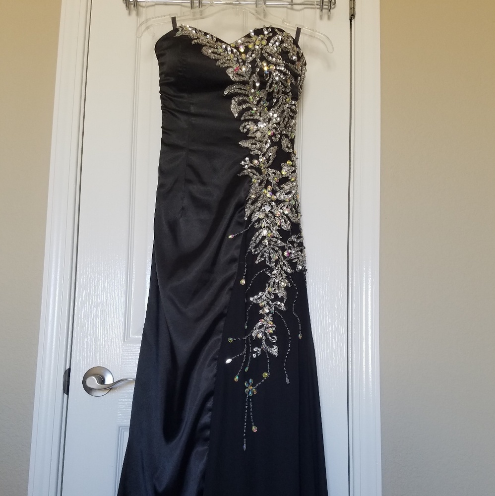 Sequined long petite formal dress